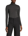 Majestic Viscose Jersey Turtleneck In Charcoal
