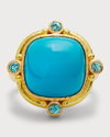 ELIZABETH LOCKE 19K SQUARE CUSHION SLEEPING BEAUTY TURQUOISE RING