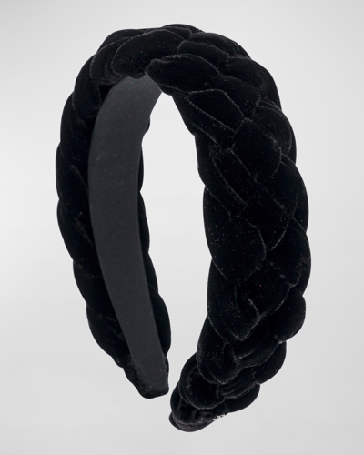 Alexandre De Paris Braided Velvet Headband In Black