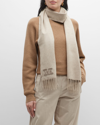 Max Mara Dalia Logo Cashmere Scarf In Sand