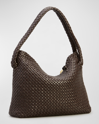 Bottega Veneta Oversize Button Intrecciato Leather Shoulder Bag In Fondant