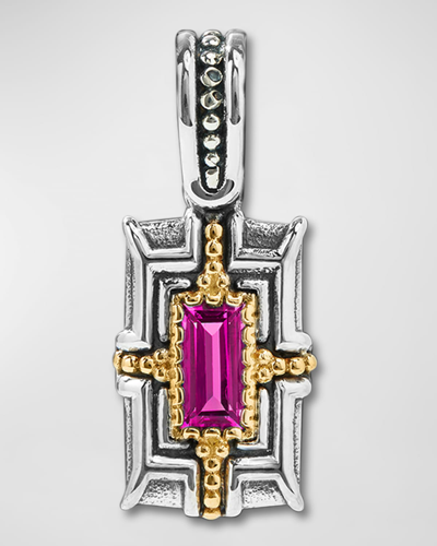 Konstantino Dome Rectangular Pink Spinel Pendant In Silver
