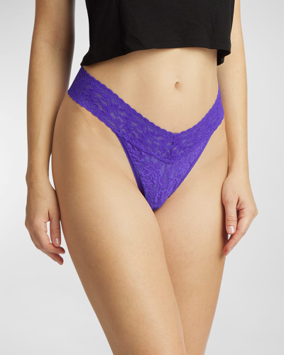 Hanky Panky Stretch Lace Traditional-rise Thong In Majestic Purple