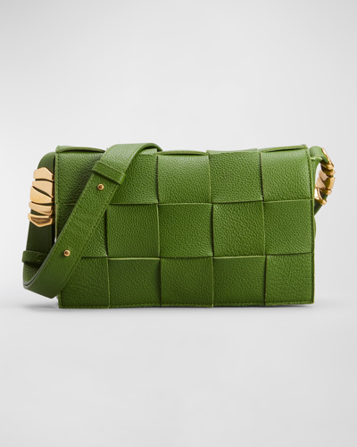 Bottega Veneta Women's Grainy Cassette Leather Shoulder Bag In 3141 Avocado-gold