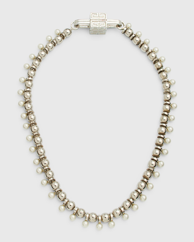 Givenchy Men's 4g Faux Pearl Necklace In Silvery