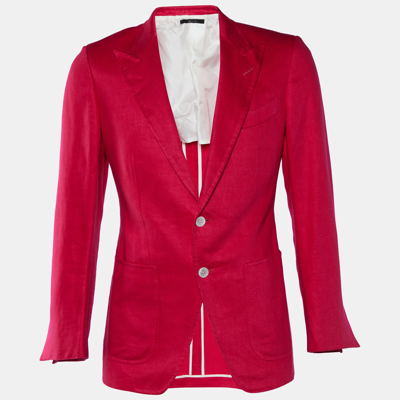Pre-owned Tom Ford Pink Linen Button Front Blazer S