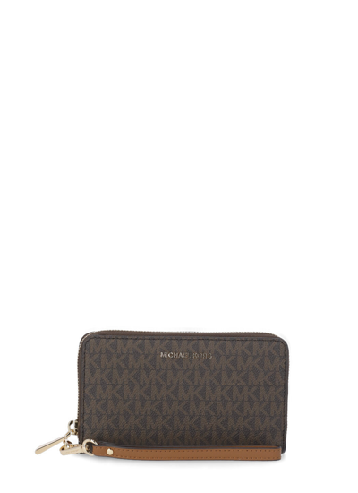 Michael Michael Kors Logo Plaque Zipped Wallet In Printed