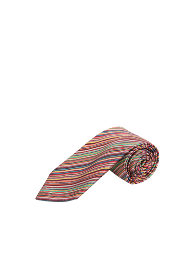 Paul Smith Stripe-print Wide-blade Silk Tie In Multi