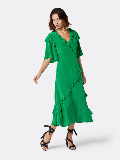 Joie Ambroise Midi Silk Dress In Green | ModeSens