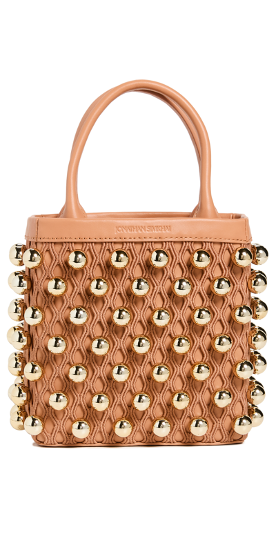 Jonathan Simkhai Dion Mini Studded Tote In Camel