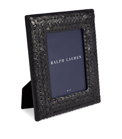 Ralph Lauren Leather Adrienne Photo Frame (5" X 7") In Black