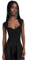 Simkhai Barbara Compact Rib Sweetheart Bodysuit In Black