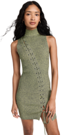 JONATHAN SIMKHAI CADE MARLED LACE UP TURTLENECK TANK MINI DRESS MIDNIGHT MULTI L