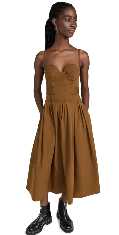 Proenza Schouler Cotton-blend Poplin Midi Dress In Mustard | ModeSens
