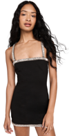 Retroféte Regina Square-neck Crystal-trim Mini Dress In Black