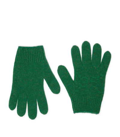 Gucci Kids' Children's Embroidered Wool Gloves In Green
