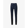 Mugler Spiral Seam-embellished Skinny High-rise Stretch-denim Jeans In Dark Blue