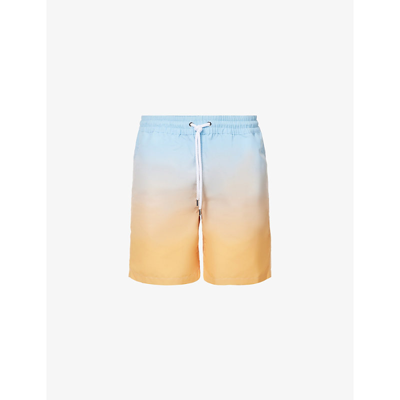 Frescobol Carioca Dip Dye-pattern Regular-fit Recycled-polyester Swim Shorts In Orange