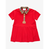 BURBERRY BURBERRY BRIGHT RED SIGRID VINTAGE CHECK-PRINT STRETCH-COTTON DRESS 6 MONTHS - 2 YEARS,61381187