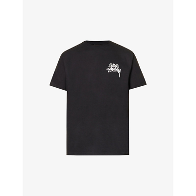 Stussy Angel Logo-print Cotton-jersey T-shirt In Black