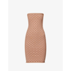 Alexander Wang Hotfix Midi Dress In Crystal Nylon In Dark Rose Beige