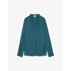 Zadig & Voltaire Tink V-neck Satin Shirt In Peacock