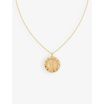 Astrid & Miyu Libra Bold Zodiac Plated Recycled 925 Sterling-silver Necklace In Gold