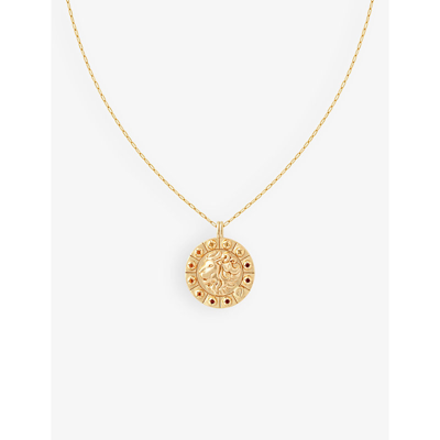 Astrid & Miyu Leo Bold Zodiac Plated Recycled 925 Sterling-silver Necklace In Gold