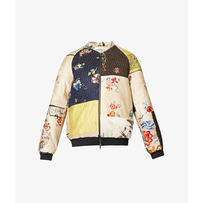 By Walid Otto Floral-patterned Silk Bomber Jacket In Light