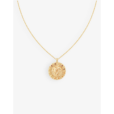Astrid & Miyu Aries Bold Zodiac Plated Recycled 925 Sterling-silver Necklace In Gold