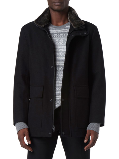 Marc New York Men's Brooks Faux Fur Collar Car Coat In Black