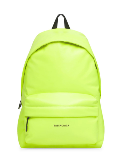 Balenciaga Men's Puffy Backpack In Fluorescent Yellow