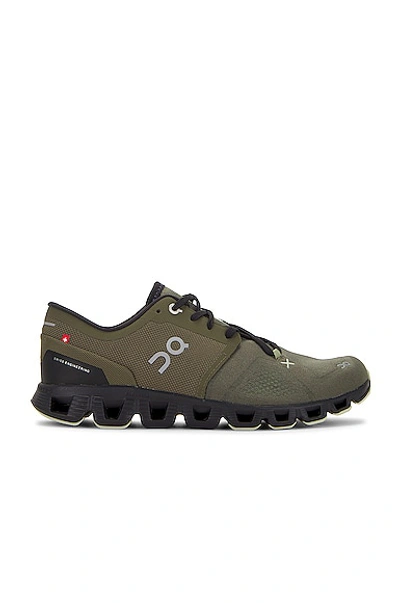 On Cloud X 3 Training Shoe In Olive Reseda