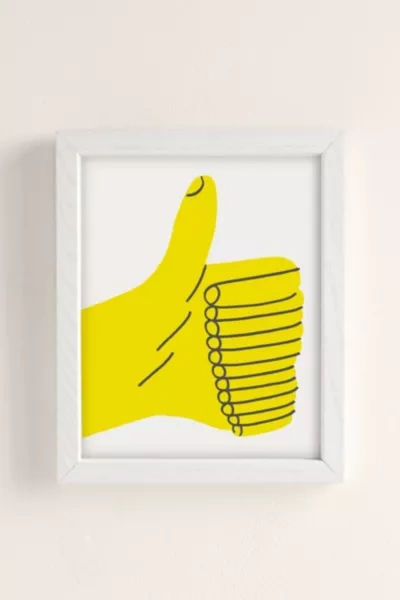 Urban Outfitters Marcus Oakley Thumb Up Art Print In White Wood Frame