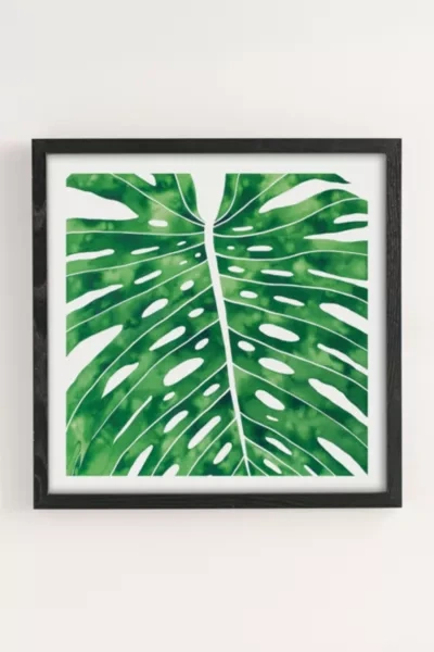 Urban Outfitters Living Pattern Monstera Art Print In Black Wood