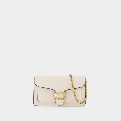 Coach Tabby Logo Plaque Chain Clutch In Beige