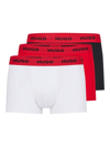 Hugo Three-pack Of Logo-waistband Trunks In Stretch Cotton In Patterned
