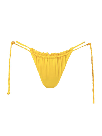 Baobab Women's Lula Ruched Bikini Bottom In Yellow