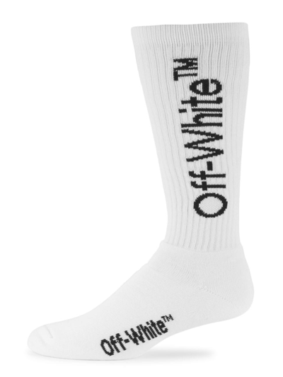 Off-white Men's Arrow Logo Mid-length Socks In White/black