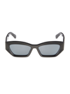 Stella Mccartney Logo Acetate Butterfly Sunglasses With Falabella Chain In Black/gray