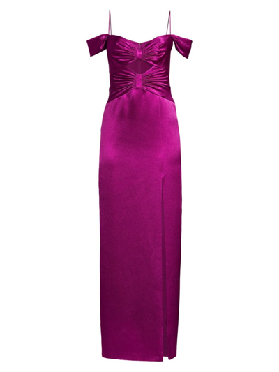 Aidan Mattox Women's Satin Bow-neck Off-the-shoulder Gown In Wild Orchid