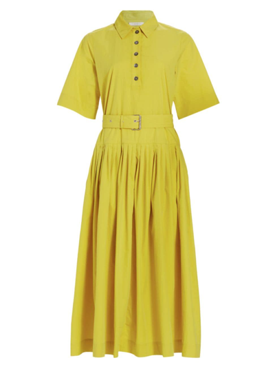 Co Half Placket Belted Shirtdress In Yellow