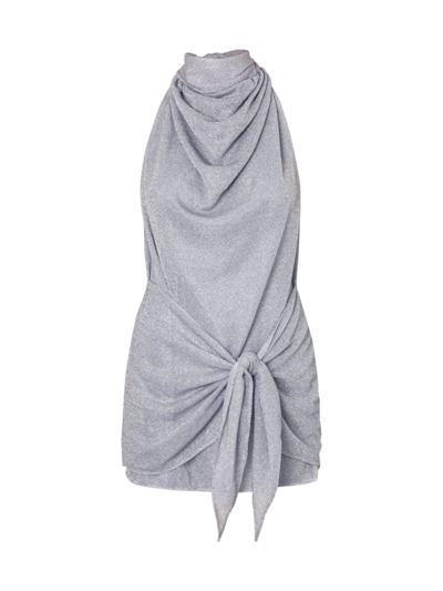 Baobab Providencia Tie-waist Metallic Halter Mini Dress In Estrella