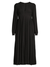 Michael Michael Kors Women's Plissé-pleated Midi-dress In Black