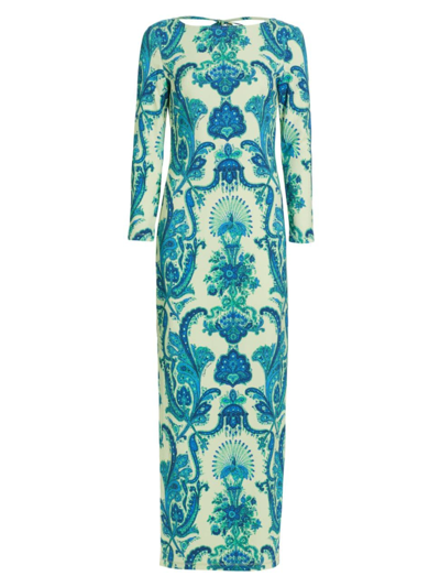 Cara Cara Aria Slim-fit Cutout-back Maxi Dress In Peacock Blue