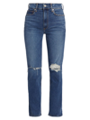 LE JEAN WOMEN'S ISLA CRYSTAL HIGH-RISE DISTRESSED STRAIGHT-LEG JEANS