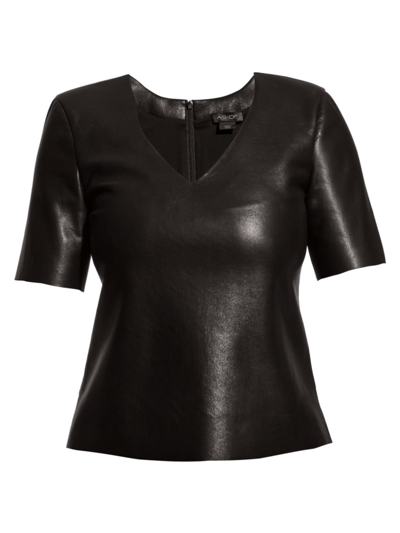 As By Df Women's Felicity Recycled Leather V-neck Top In Black