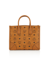 Mcm Structured Monogram Print Tote Bag In Brown