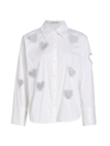 ALICE AND OLIVIA WOMEN'S FINLEY CRYSTAL-EMBELLISHED HEART CUT OUT SHIRT