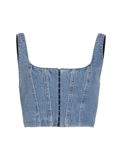 Alice And Olivia Women's Breslin Boned Denim Corset In Blue